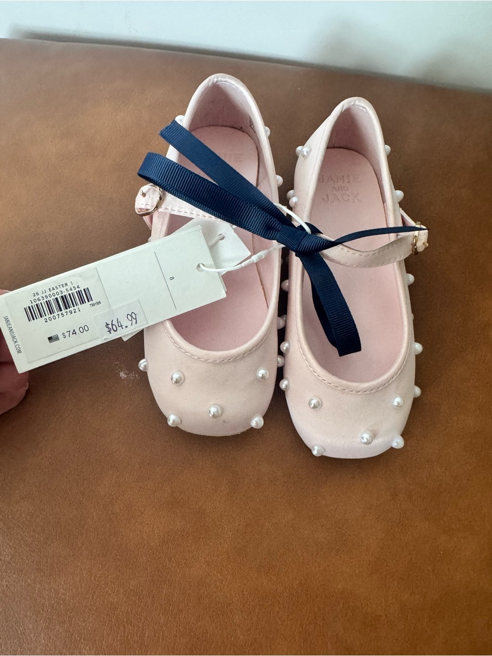 Janie and Jack Girls Pink Pearl Mary Jane Flats – Size 8 – New with Tags